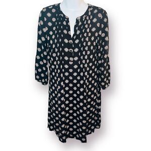 Old Navy Casual Floral Medallion Print MicroPleat front Tshirt Dress Navy XS